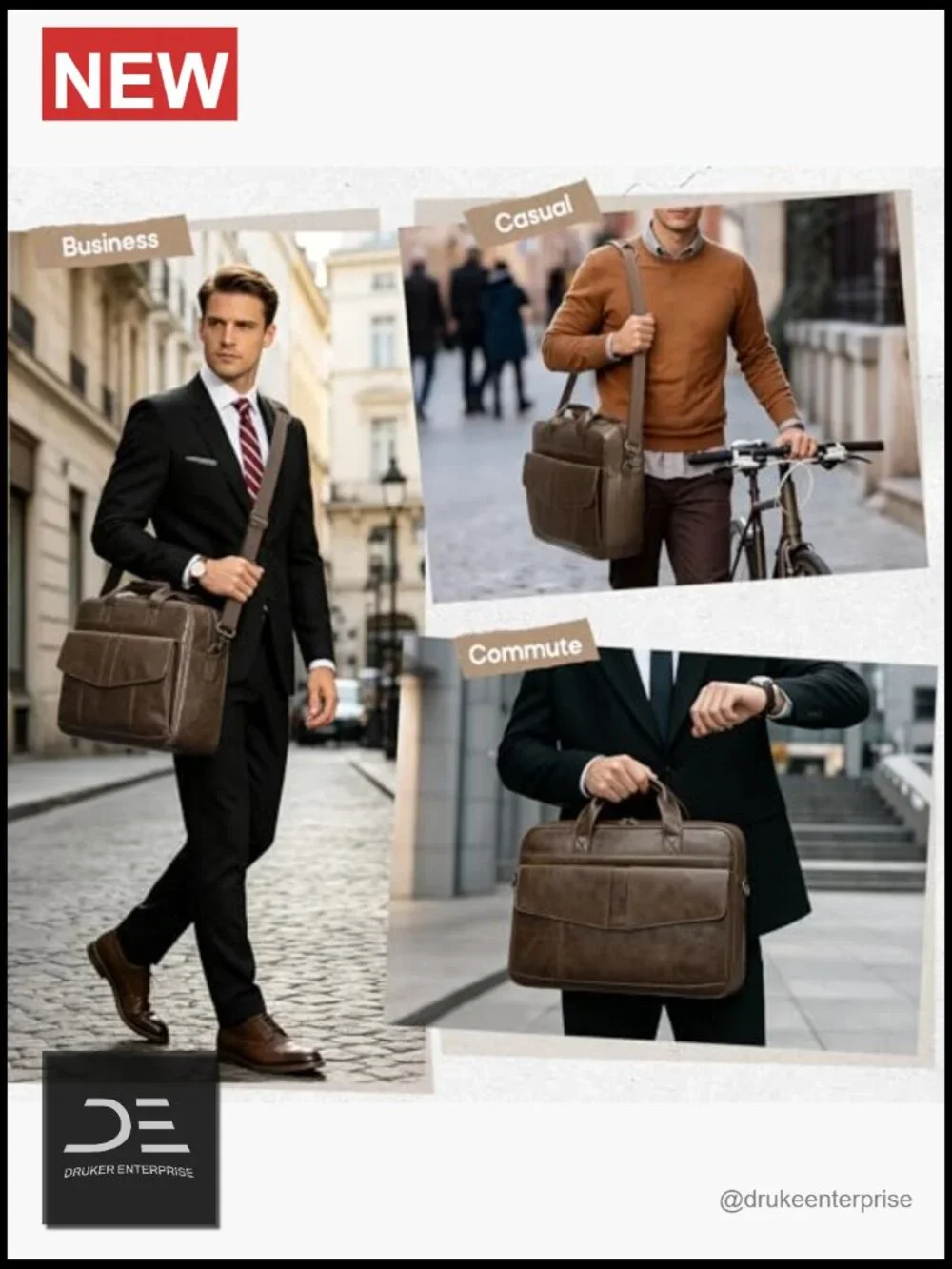Vintage PU Leather Messenger Bag for 16